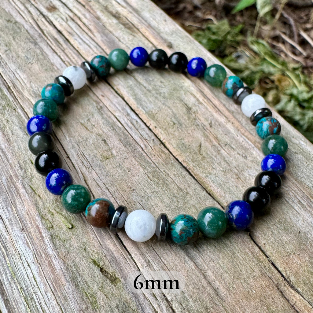 The Humble Virgo • Chrysocolla, Lapis, Moss Agate & Moonstone Zodiac Bracelet
