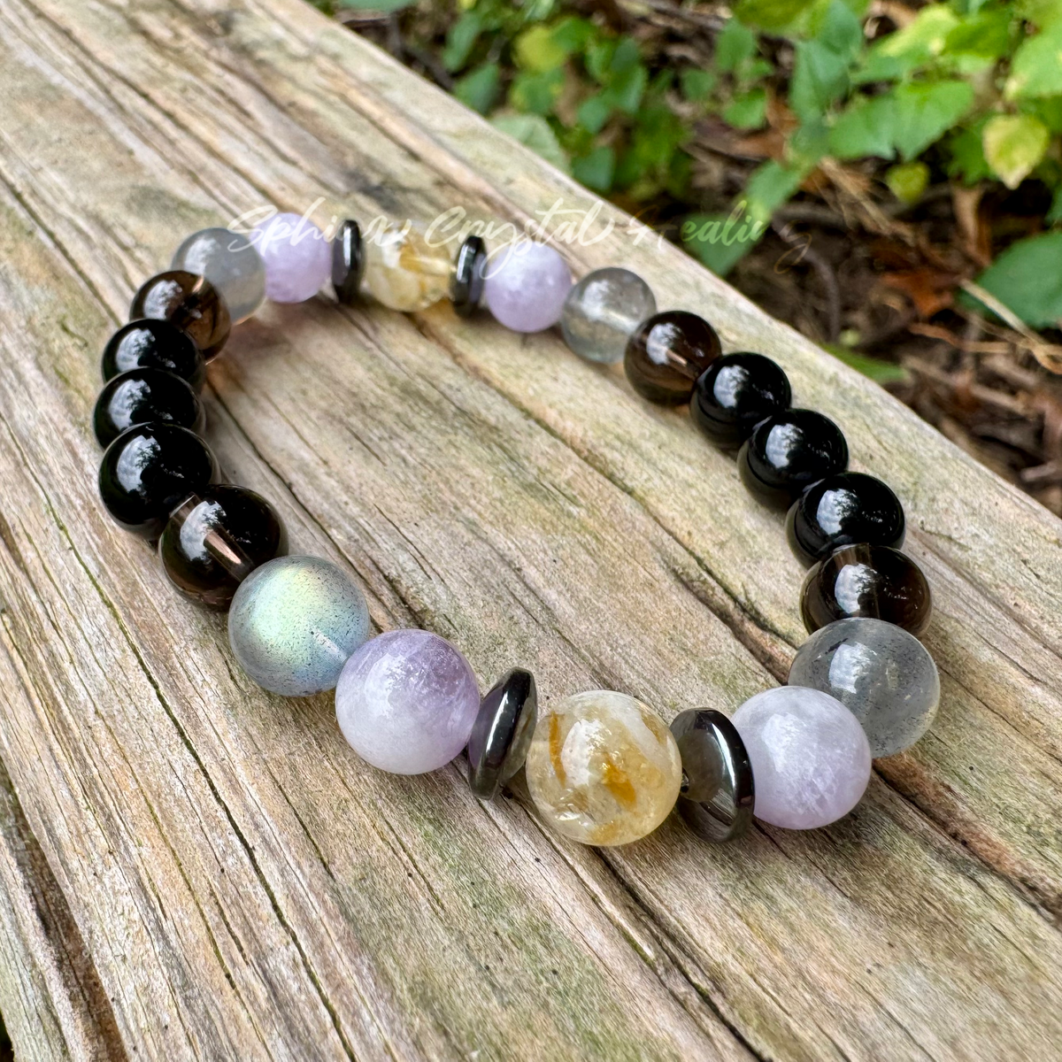 Libra Zodiac Crystal Bracelet • Energy Balance & Harmony • Labradorite, Citrine, Amethyst & Black Tourmaline