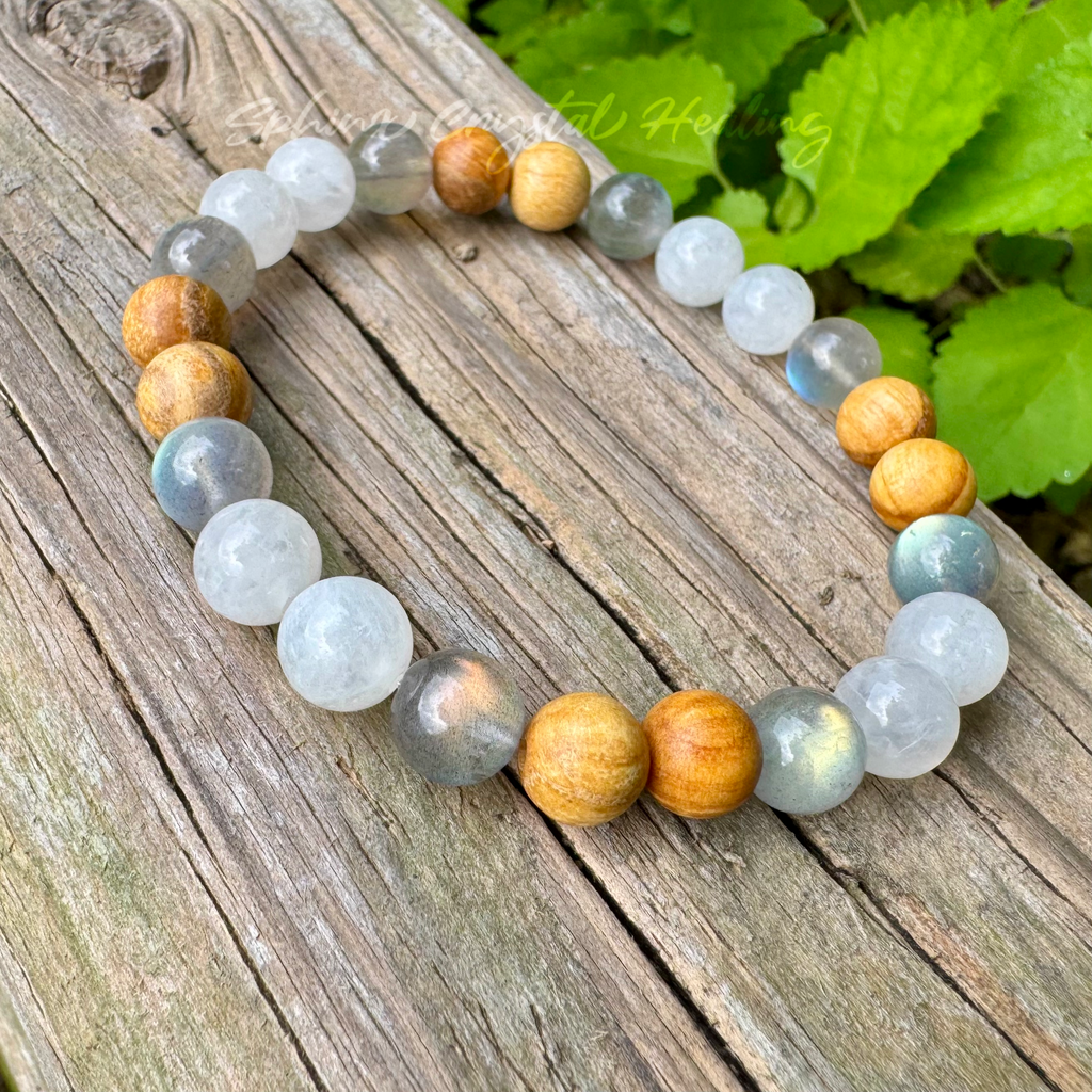 Goddess of Magic • Labradorite, Moonstone & Palo Santo Intuition Bracelet