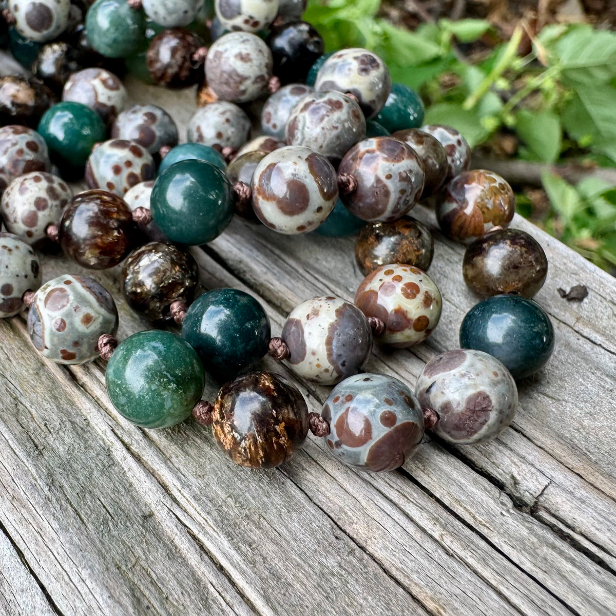 The Earth Living Totem • Jasper, Phlogopite & Moss Agate Mala Necklace
