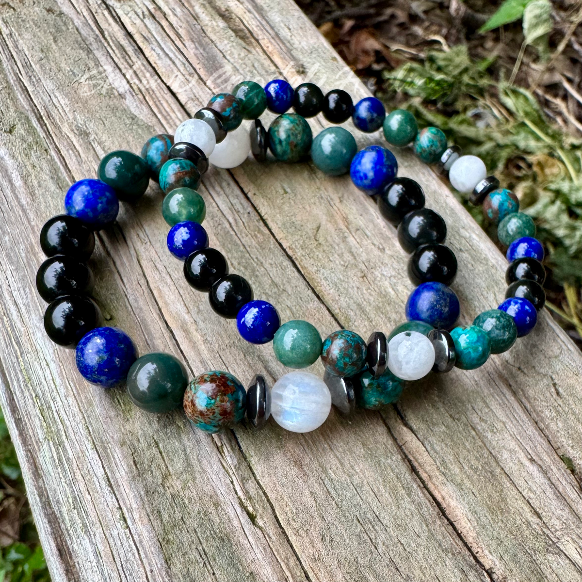 The Humble Virgo • Chrysocolla, Lapis, Moss Agate & Moonstone Zodiac Bracelet