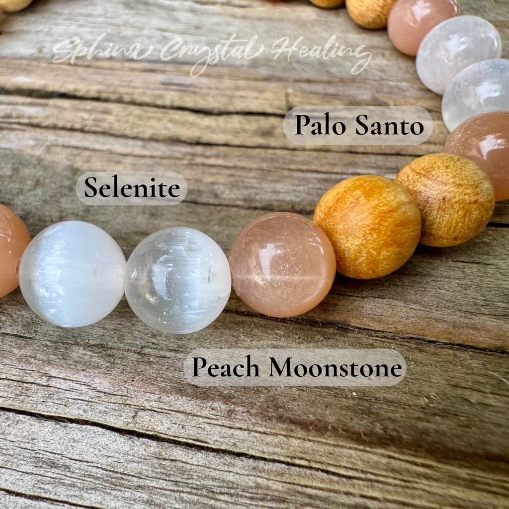The White Witch • Selenite, Moonstone & Palo Santo Protection & Cleansing Bracelet