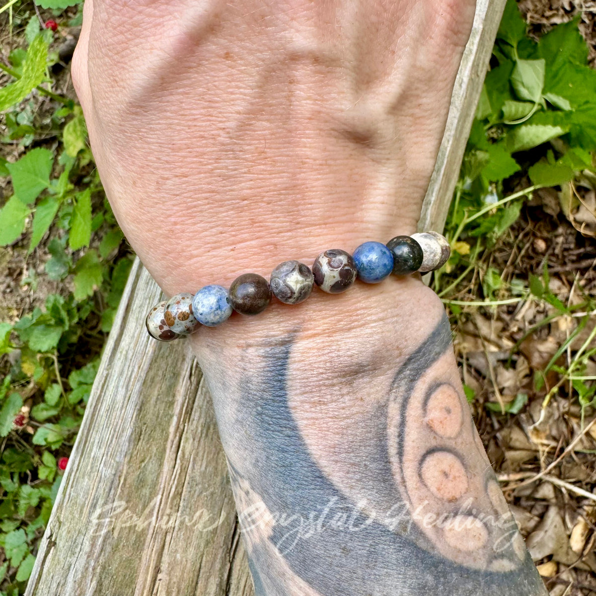 The Spirit Walker’s Totem • Dumortierite, Jasper & Phlogopite Spiritual Bracelet