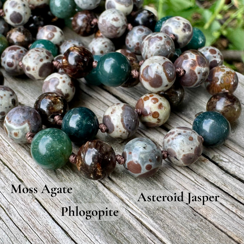 The Earth Living Totem • Jasper, Phlogopite & Moss Agate Mala Necklace