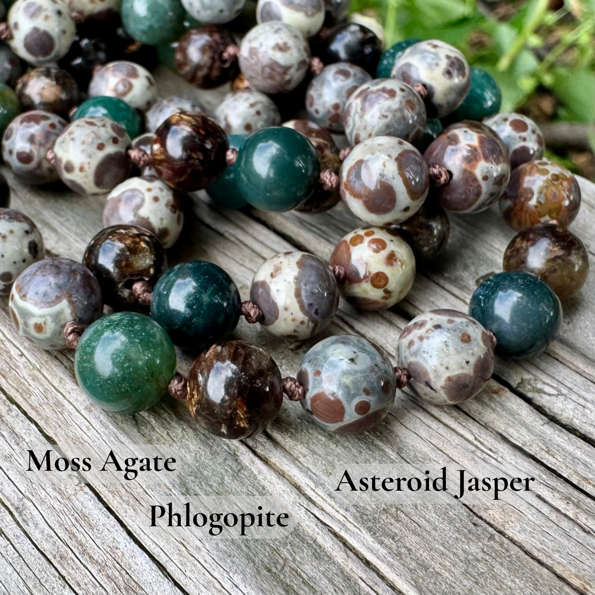 The Earth Living Totem • Jasper, Phlogopite & Moss Agate Mala Necklace