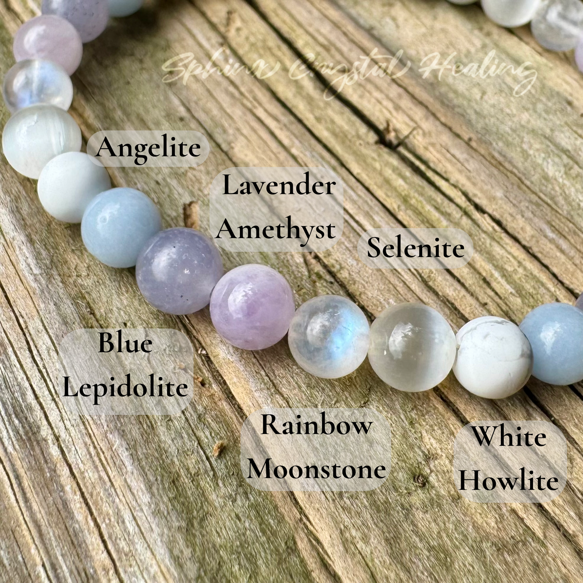 Lavender Dreams • Angelite, Lepidolite, Amethyst & Moonstone Calming Bracelet