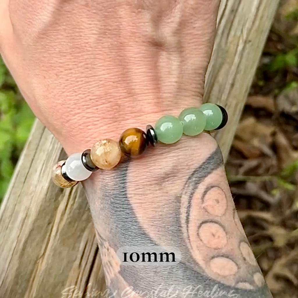 The Determined Taurus • Aventurine, Tiger’s Eye, Selenite & Citrine Zodiac Bracelet