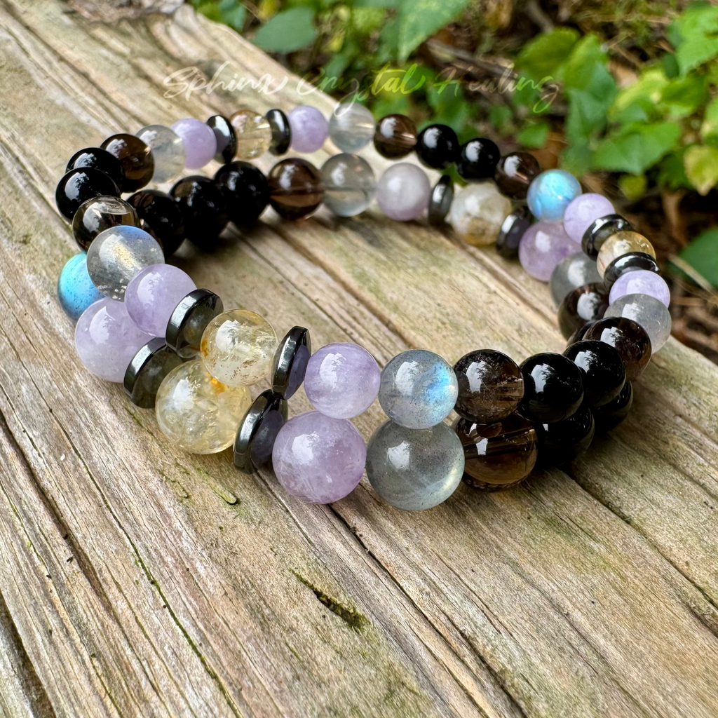Libra Zodiac Crystal Bracelet • Energy Balance & Harmony • Labradorite, Citrine, Amethyst & Black Tourmaline