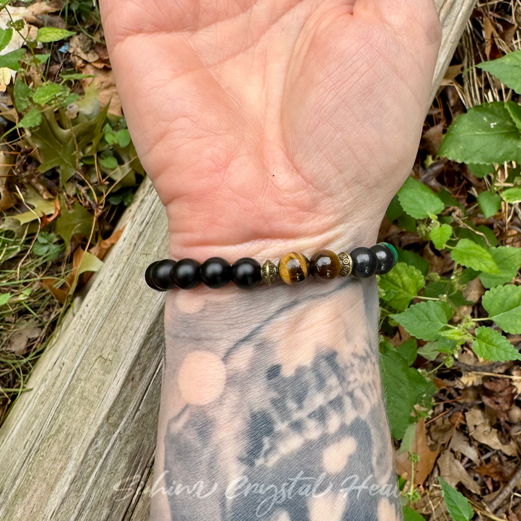 The Godfather • Malachite, Shungite, Tigers Eye & Black Onyx Strength & Protection Bracelet