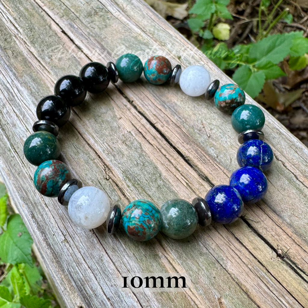 The Humble Virgo • Chrysocolla, Lapis, Moss Agate & Moonstone Zodiac Bracelet