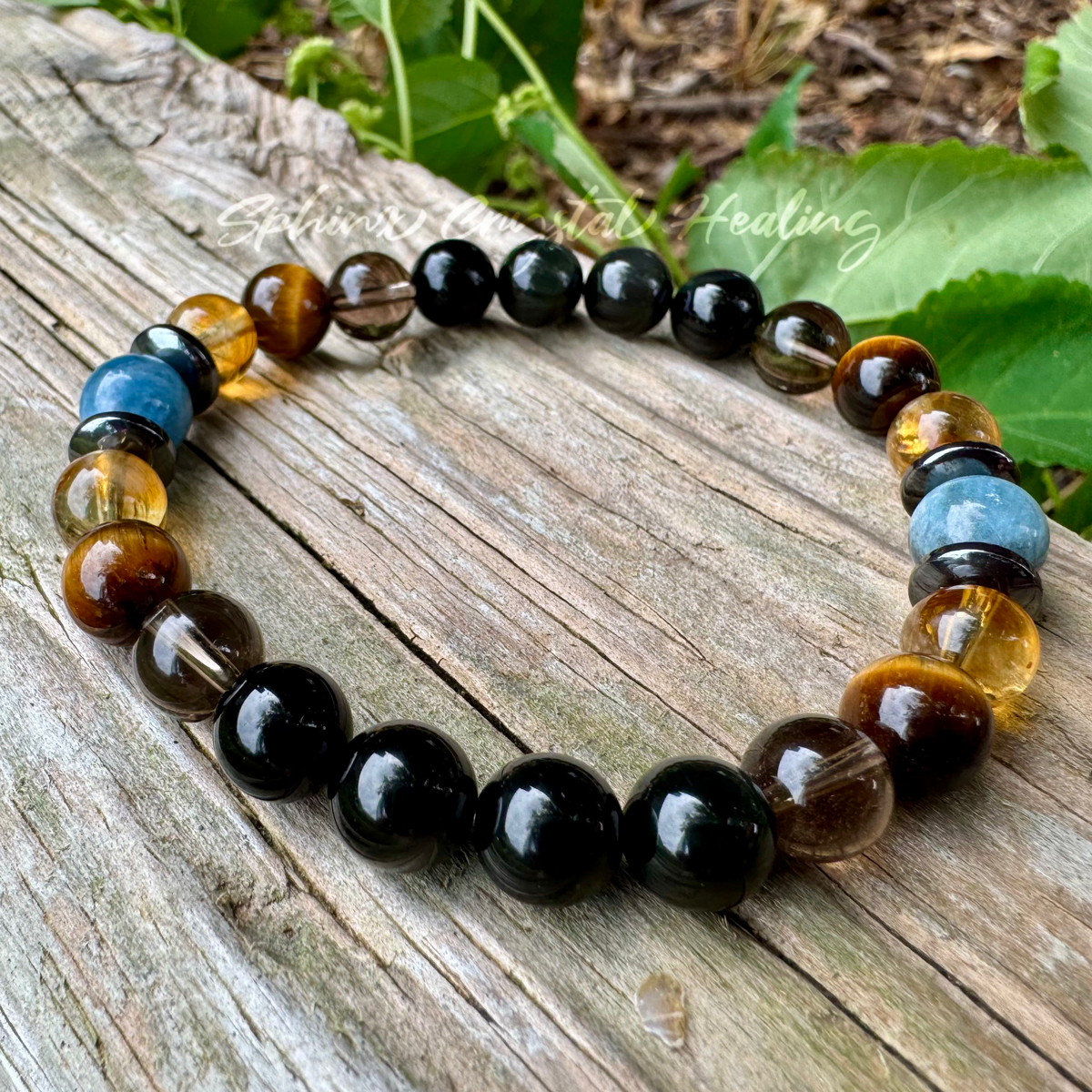 The Intelligent Gemini • Tiger’s Eye, Citrine & Aquamarine Zodiac Bracelet