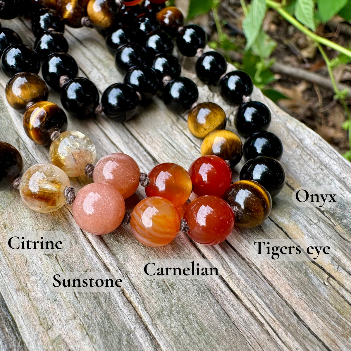 The Fearless Leo • Sunstone, Carnelian, Citrine & Tiger’s Eye Zodiac Mala Necklace