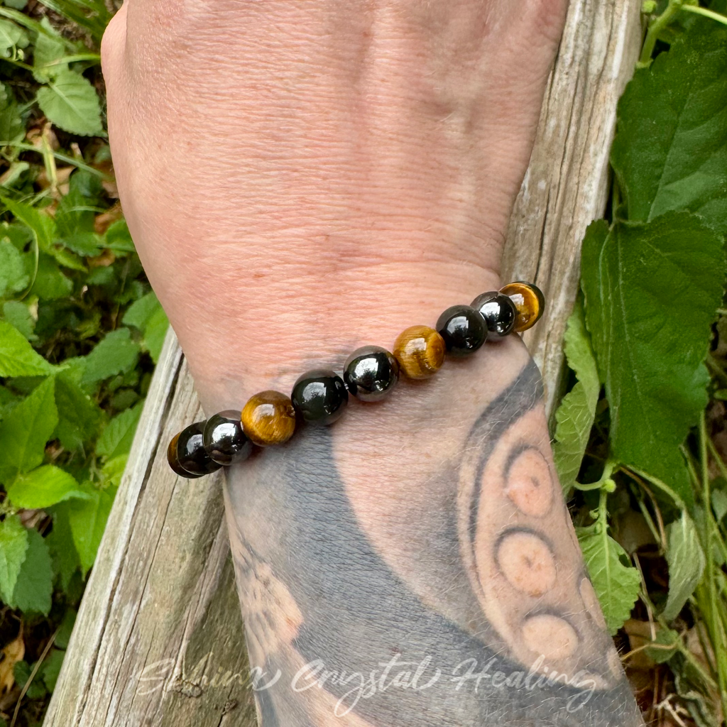Triple Threat • Black Obsidian, Tiger’s Eye & Hematite Strength & Protection Bracelet