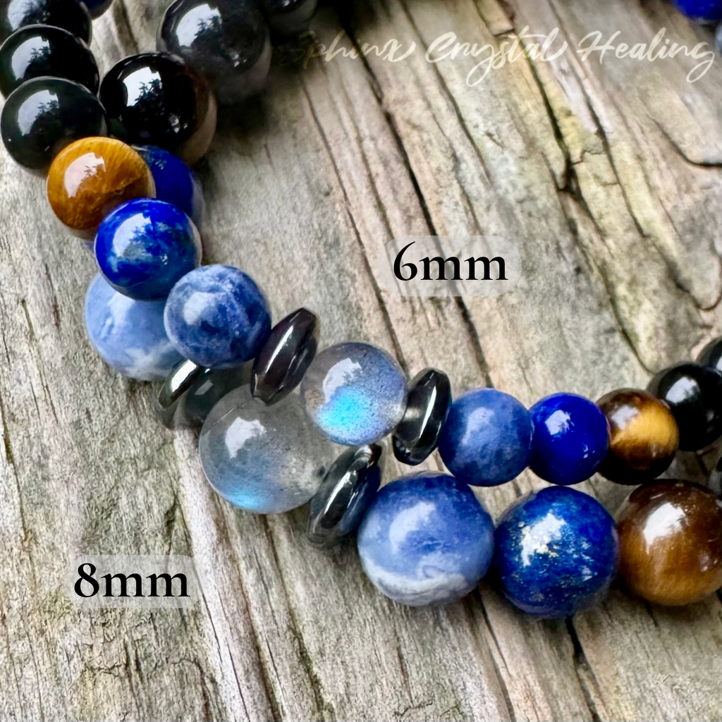 The Optimistic Sagittarius • Labradorite, Lapis & Tiger’s Eye Zodiac Bracelet
