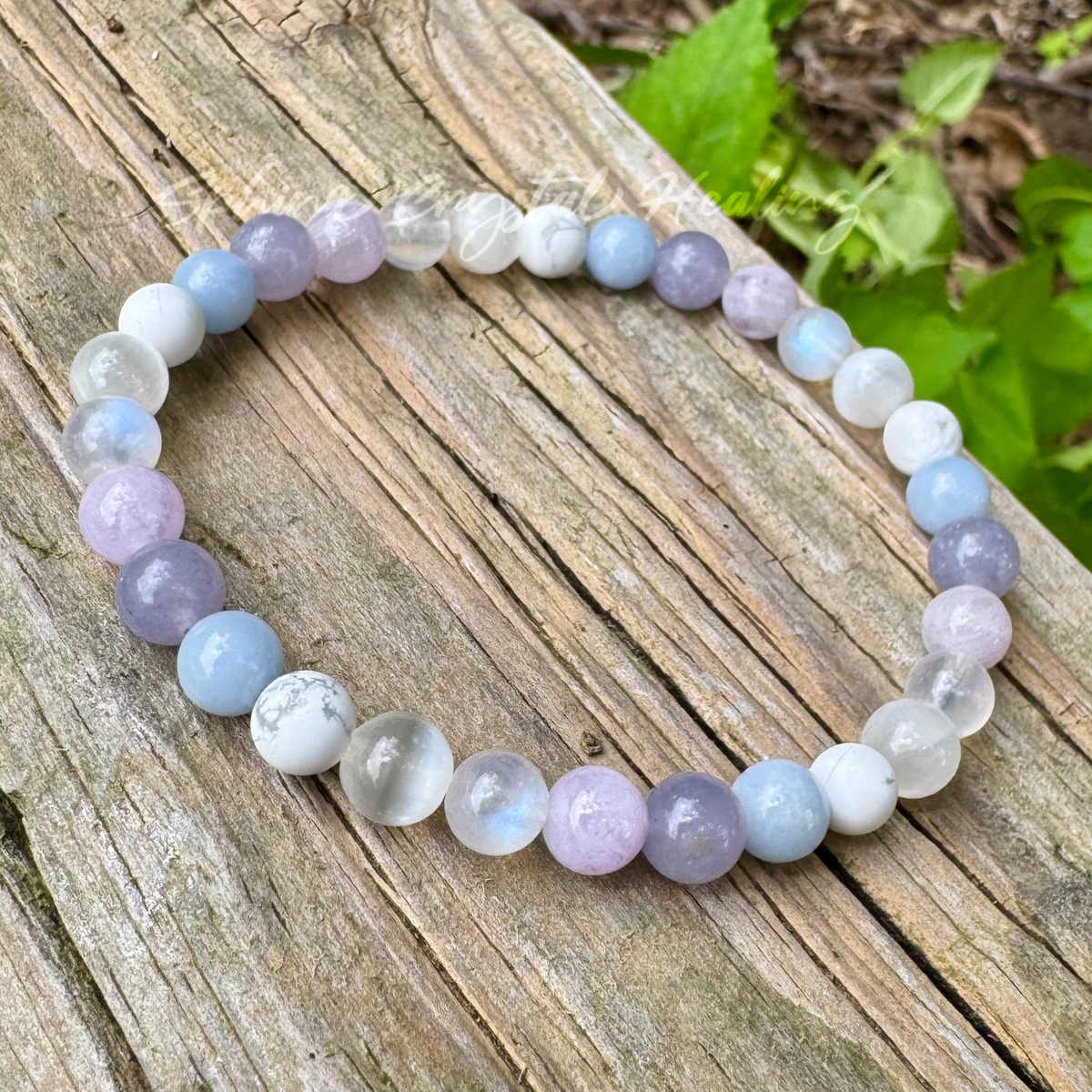 Lavender Dreams • Angelite, Lepidolite, Amethyst & Moonstone Calming Bracelet
