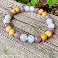 The Goddess of Love • Rose Quartz, Rainbow Moonstone & Palo Santo Self Love Bracelet