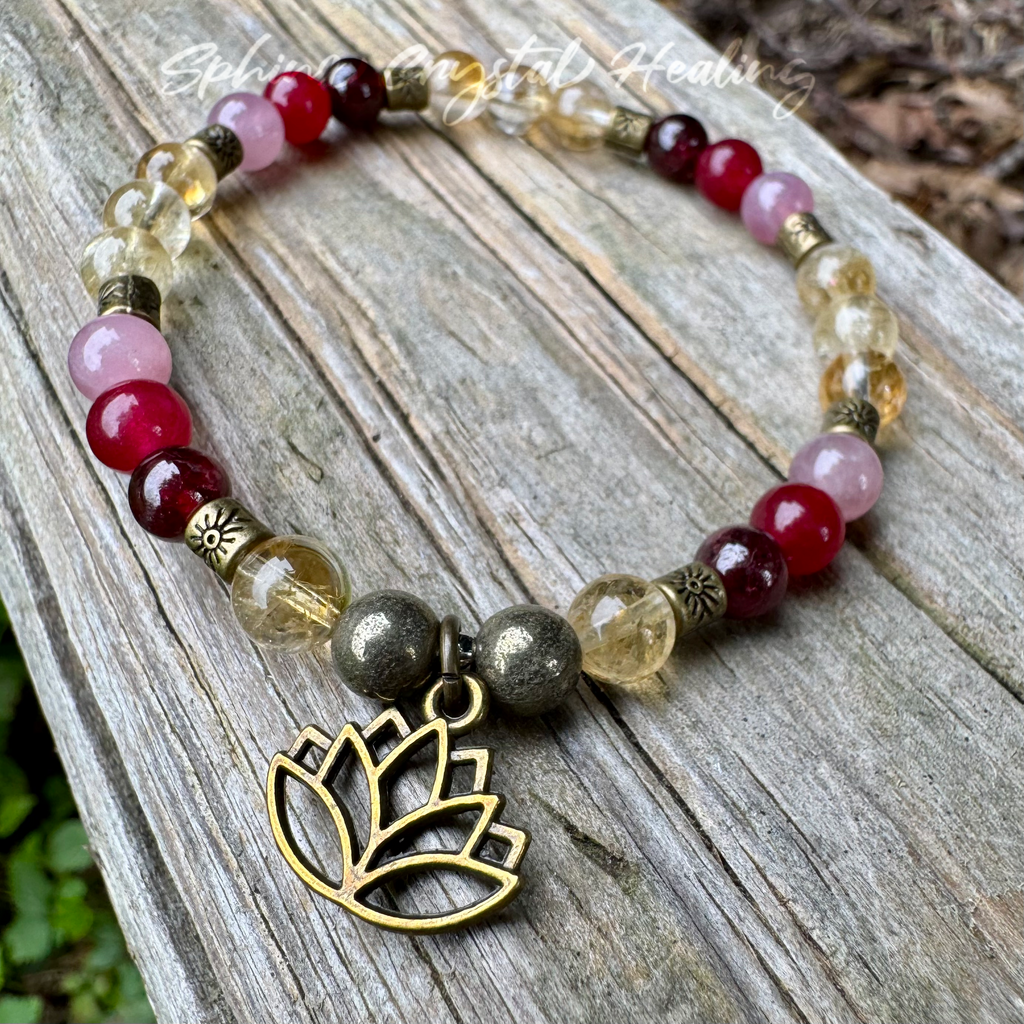 The Heart of Lakshmi • Citrine, Garnet, Jade & Pyrite Prosperity Bracelet