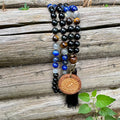 The Optimistic Sagittarius • Labradorite, Lapis & Tiger’s Eye Zodiac Mala Necklace