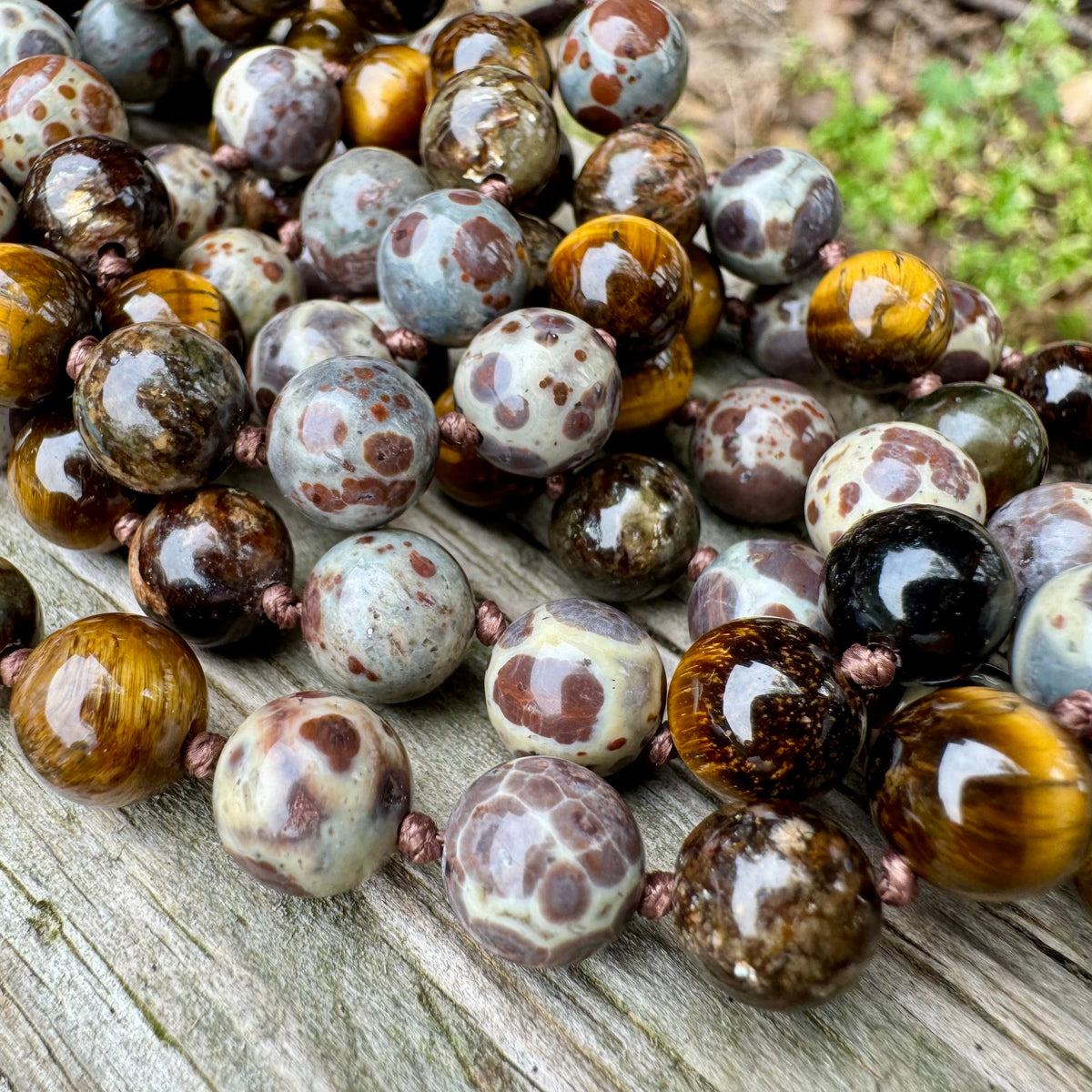 The Bark Skin Totem • Phlogopite, Jasper & Tiger’s Eye Grounding Mala Necklace