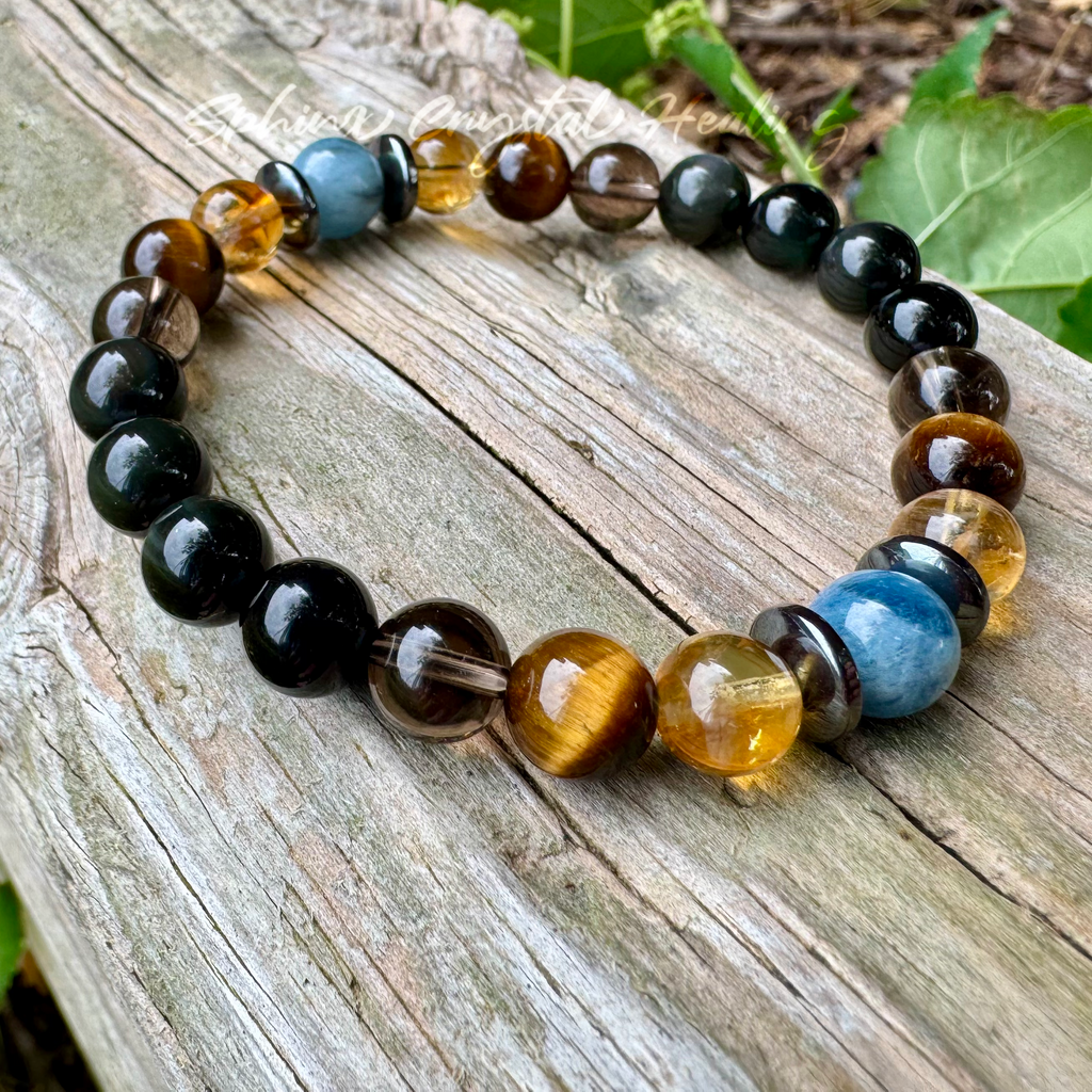 The Intelligent Gemini • Tiger’s Eye, Citrine & Aquamarine Zodiac Bracelet