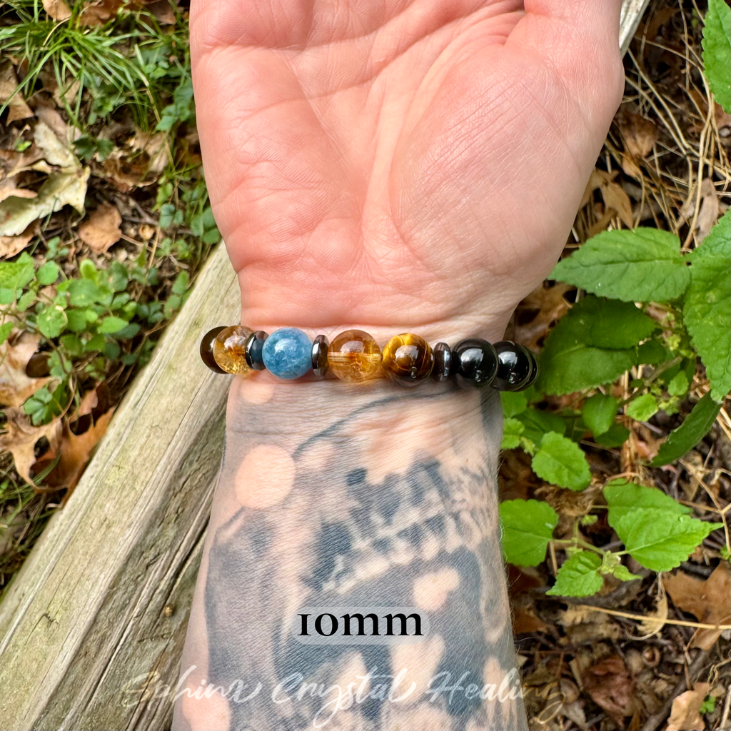 The Intelligent Gemini • Tiger’s Eye, Citrine & Aquamarine Zodiac Bracelet