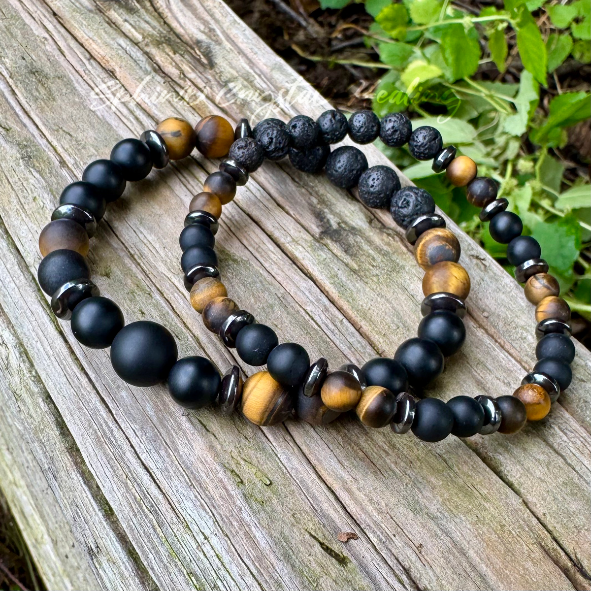 Battle Ropes • Tiger’s Eye, Black Onyx, Hematite & Lava Stone Strength Bracelet
