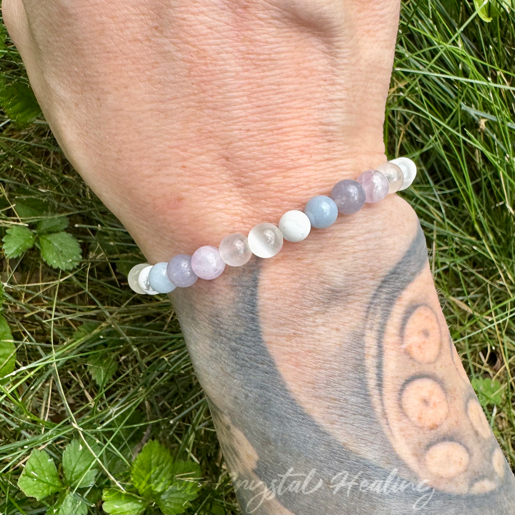 Lavender Dreams • Angelite, Lepidolite, Amethyst & Moonstone Calming Bracelet