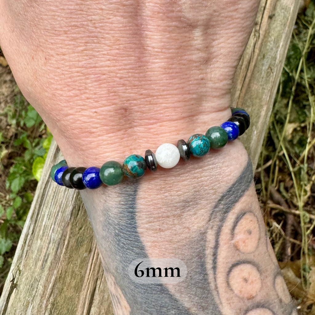The Humble Virgo • Chrysocolla, Lapis, Moss Agate & Moonstone Zodiac Bracelet