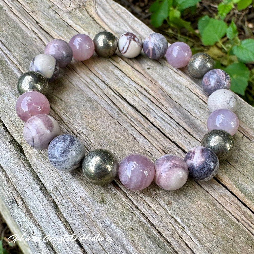 The Four Noble Truths • Porcelain Jasper, Rose Quartz & Pyrite Self-Love Bracelet