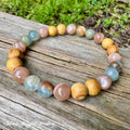 Goddess of the Ancient Sea • Lemurian Aquatine Calcite, Moonstone & Palo Santo Intuition Bracelet