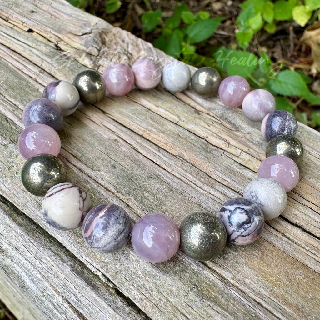 The Four Noble Truths • Porcelain Jasper, Rose Quartz & Pyrite Self-Love Bracelet