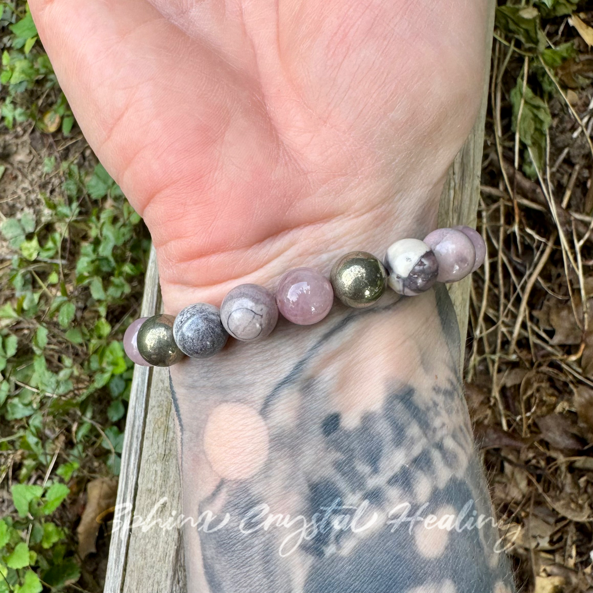 The Four Noble Truths • Porcelain Jasper, Rose Quartz & Pyrite Self-Love Bracelet