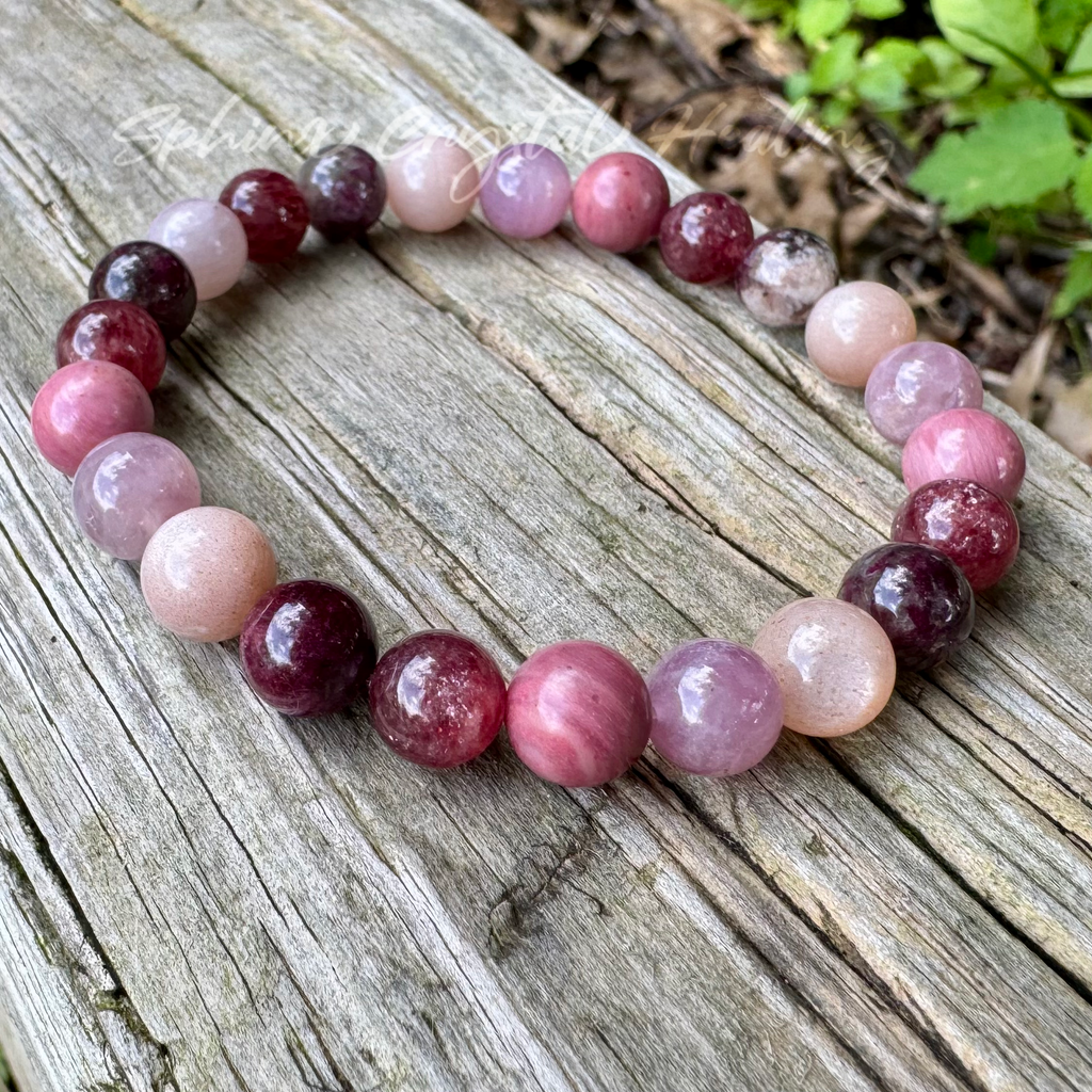Strawberry Moon • Strawberry Quartz, Rose Quartz & Moonstone Self-Love Bracelet