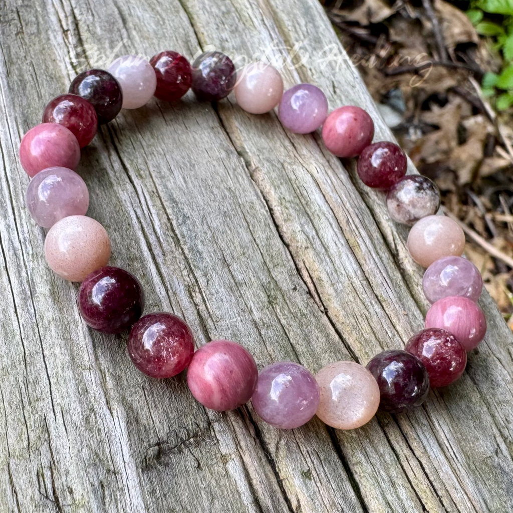 Strawberry Moon • Strawberry Quartz, Rose Quartz & Moonstone Self-Love Bracelet