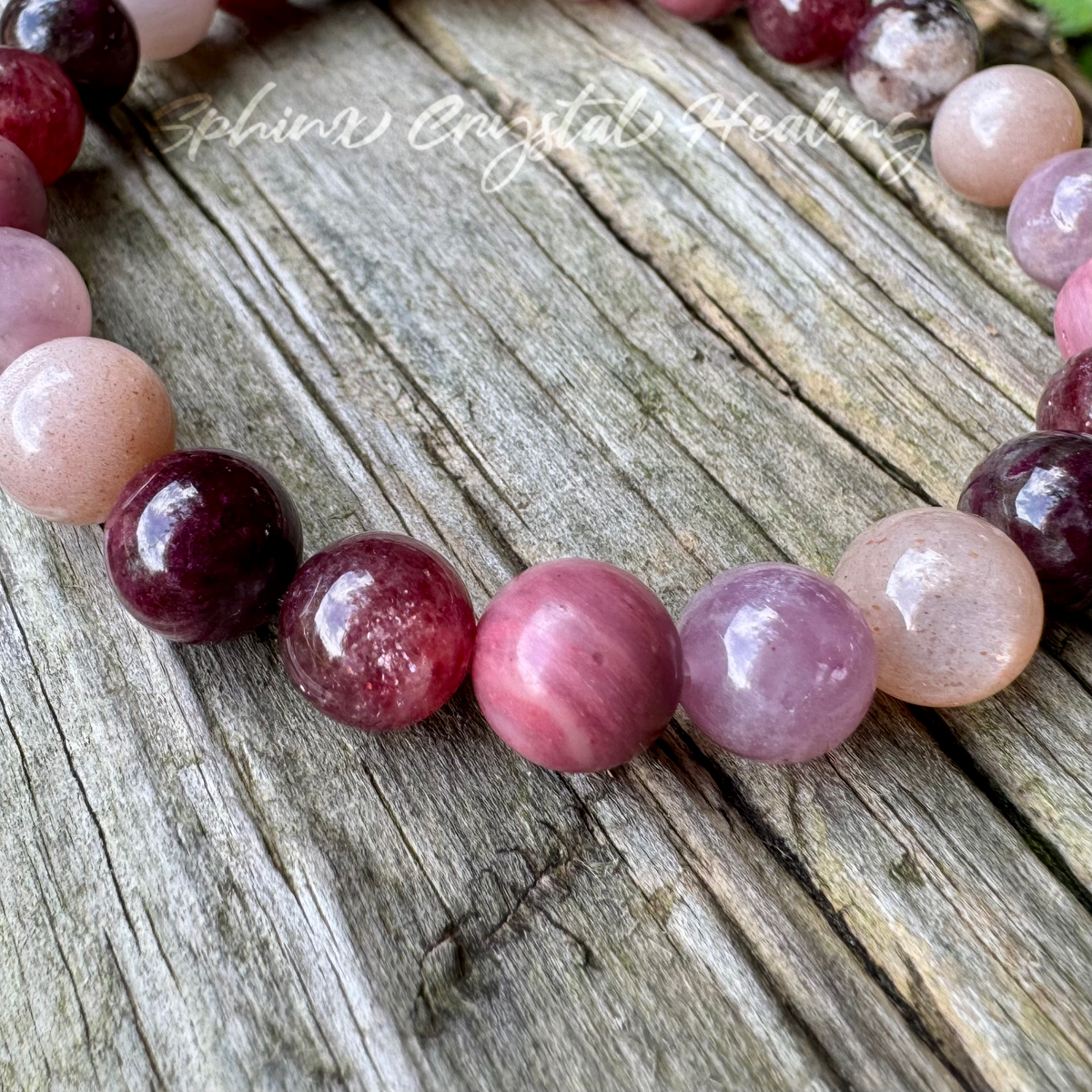 Strawberry Moon • Strawberry Quartz, Rose Quartz & Moonstone Self-Love Bracelet