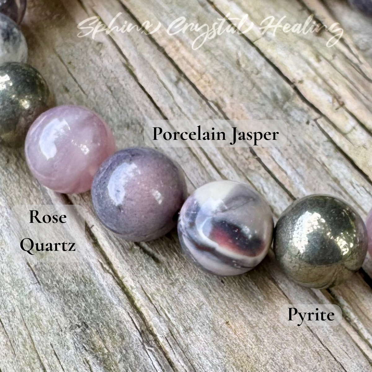The Four Noble Truths • Porcelain Jasper, Rose Quartz & Pyrite Self-Love Bracelet