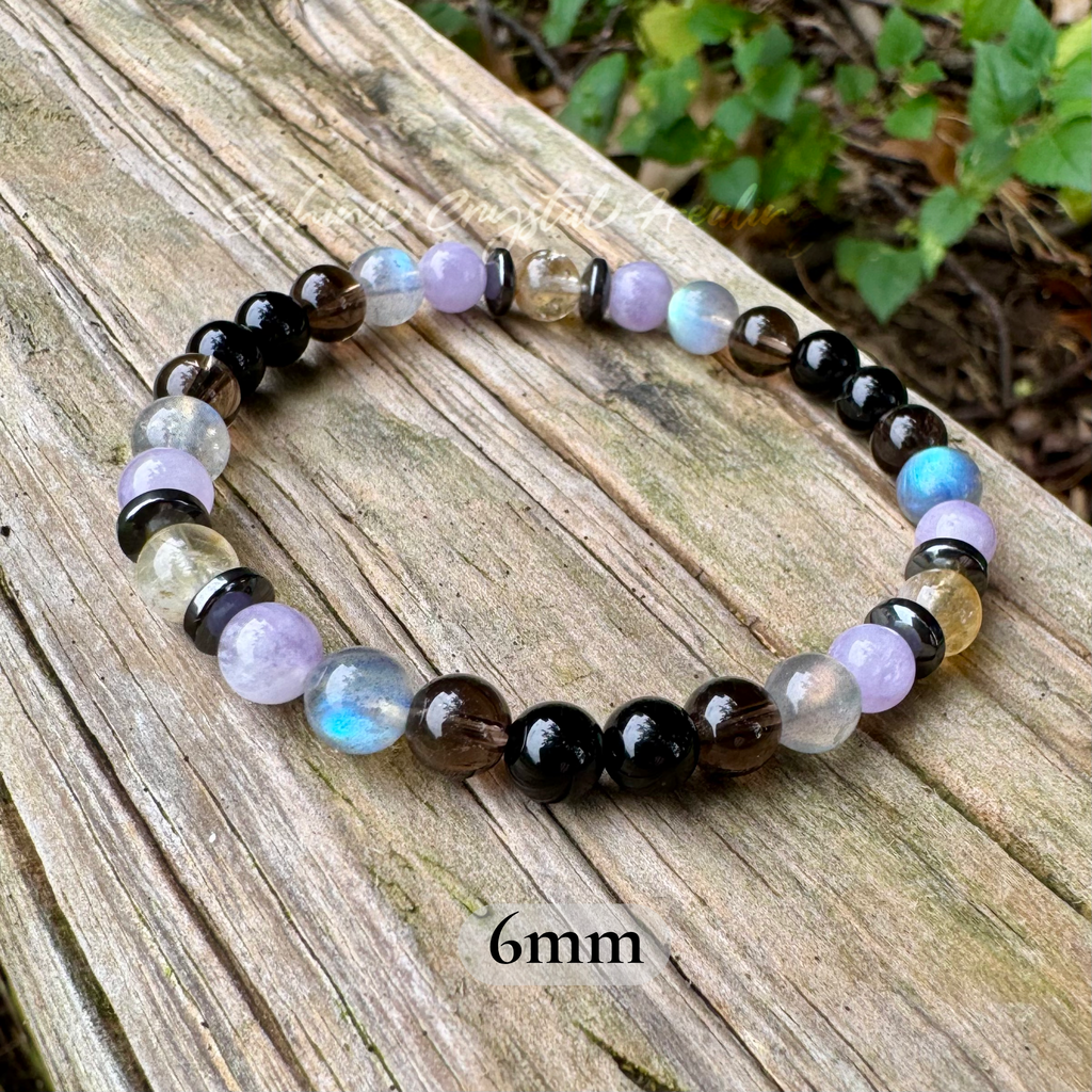 Libra Zodiac Crystal Bracelet • Energy Balance & Harmony • Labradorite, Citrine, Amethyst & Black Tourmaline