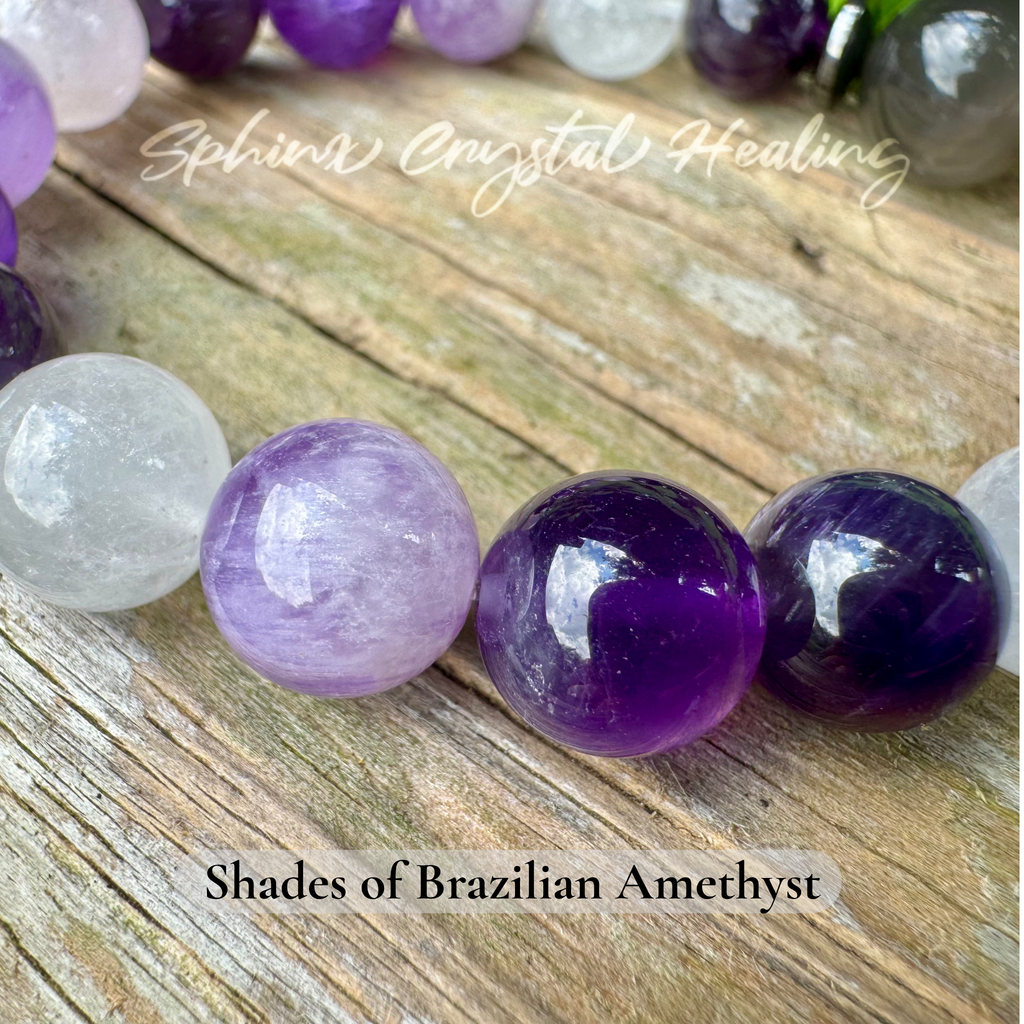 Lady of the Violet Flame • Amethyst, Black Moonstone & Hematite Intuition Bracelet
