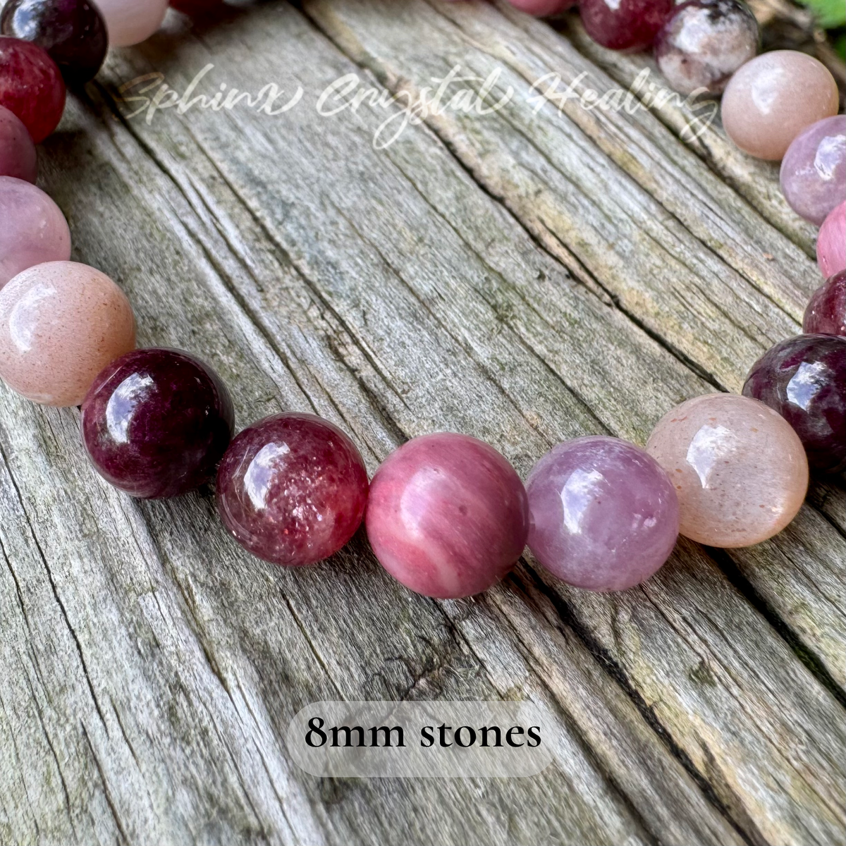 Strawberry Moon • Strawberry Quartz, Rose Quartz & Moonstone Self-Love Bracelet