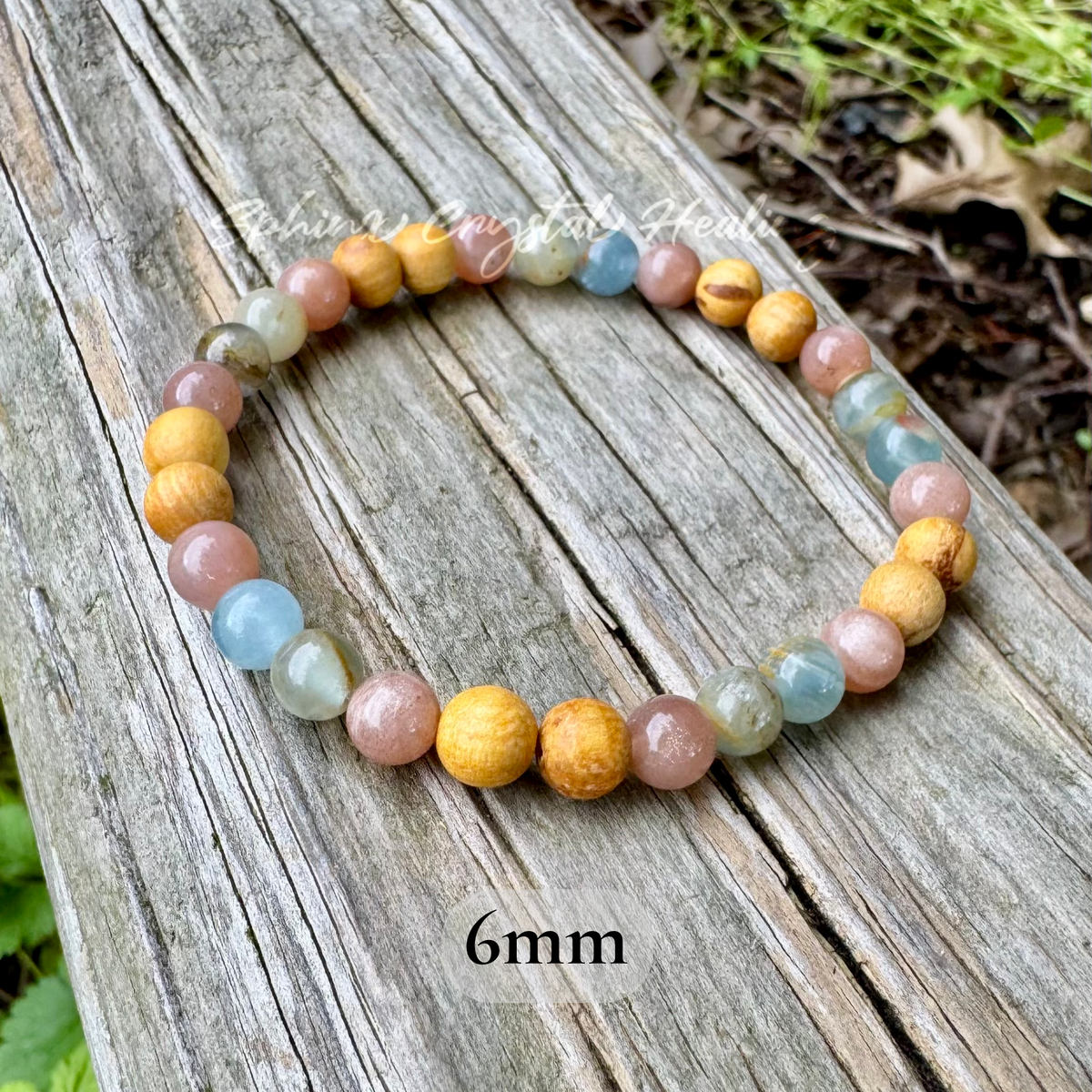 Goddess of the Ancient Sea • Lemurian Aquatine Calcite, Moonstone & Palo Santo Intuition Bracelet