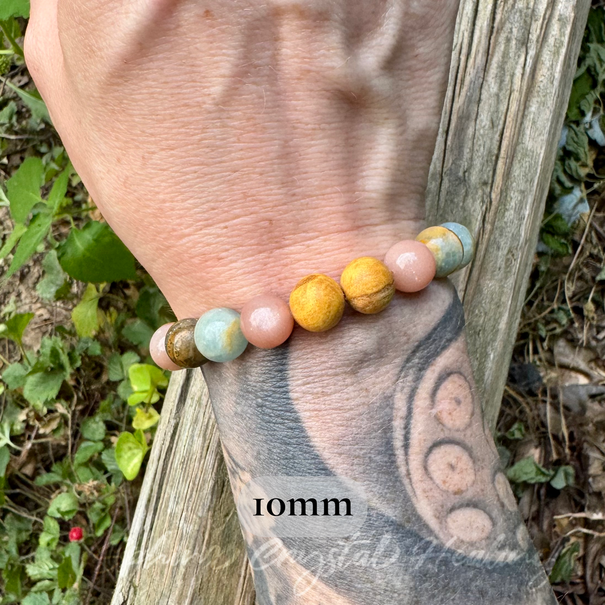 Goddess of the Ancient Sea • Lemurian Aquatine Calcite, Moonstone & Palo Santo Intuition Bracelet