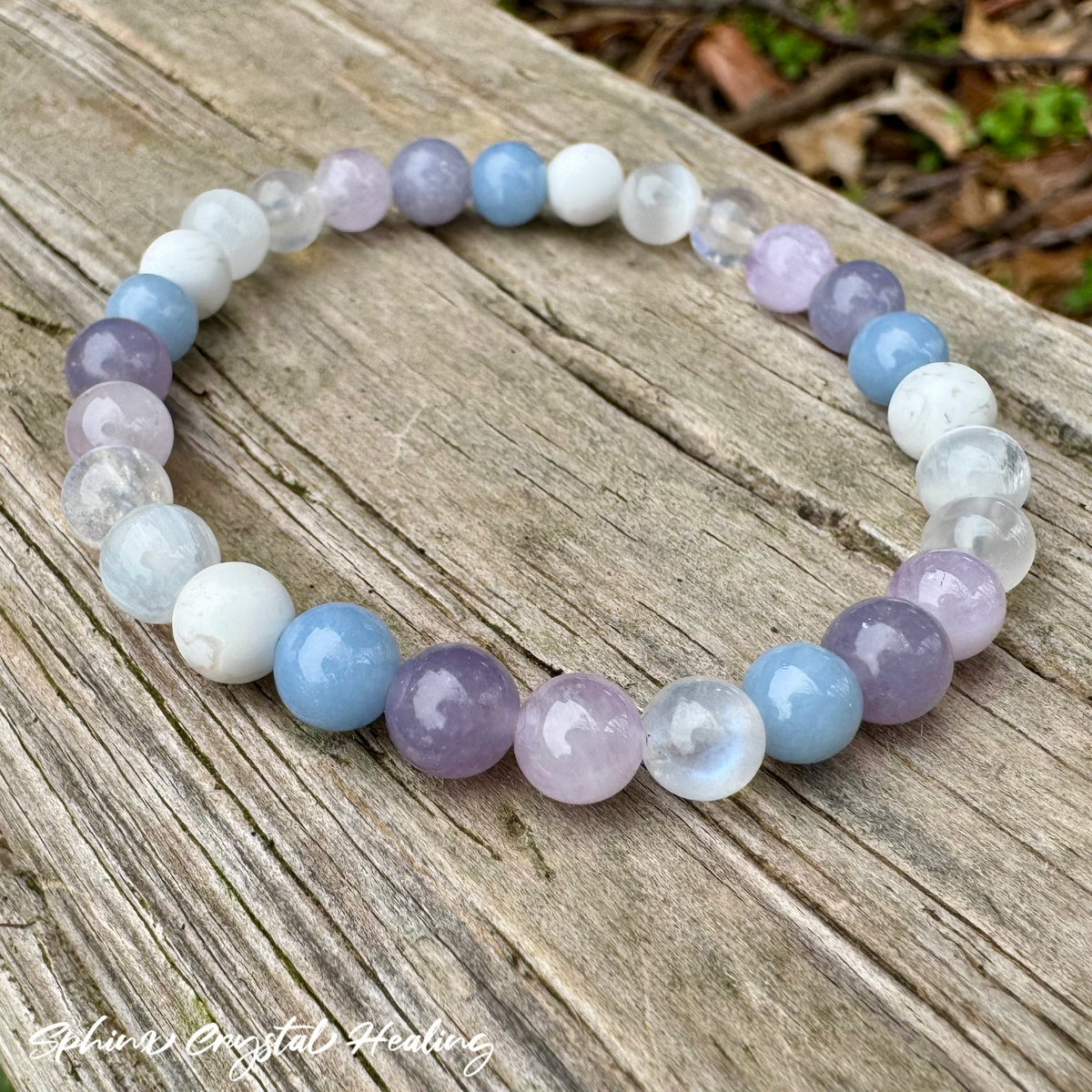 Lavender Dreams • Angelite, Lepidolite, Amethyst & Moonstone Calming Bracelet
