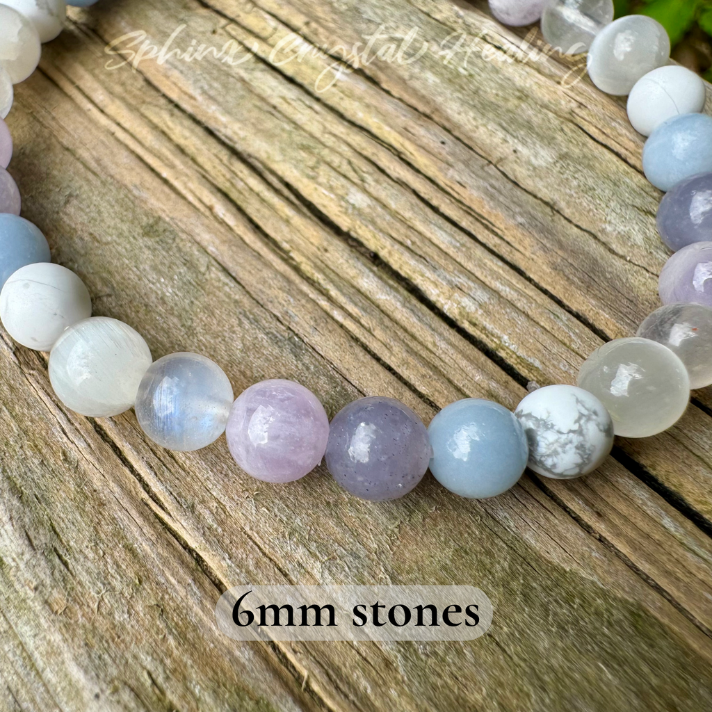Lavender Dreams • Angelite, Lepidolite, Amethyst & Moonstone Calming Bracelet