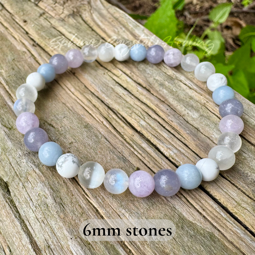 Lavender Dreams • Angelite, Lepidolite, Amethyst & Moonstone Calming Bracelet