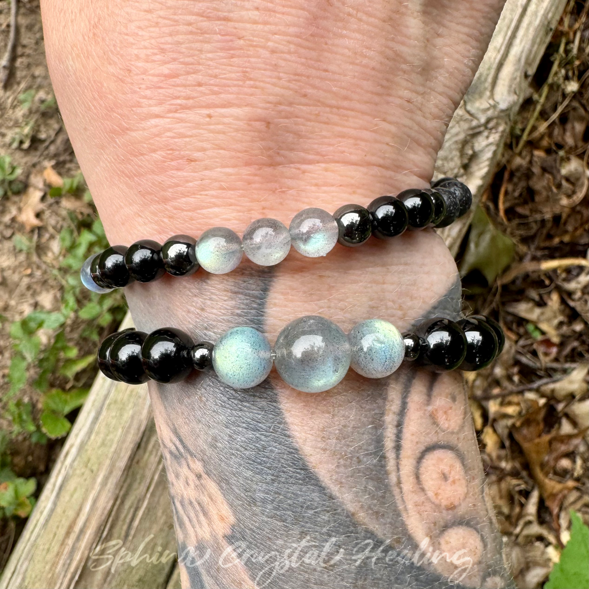 The Empath’s Raincoat • Labradorite, Black Tourmaline & Hematite Protection Bracelet