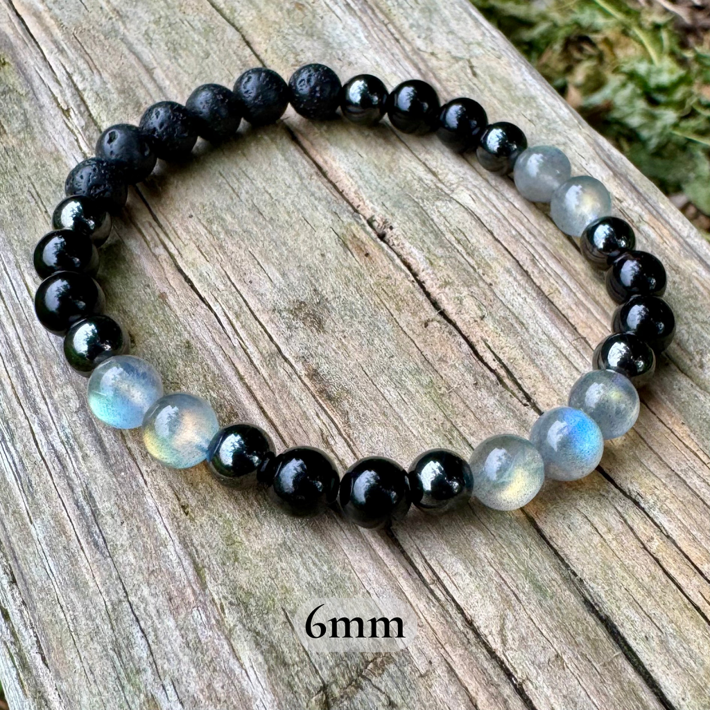The Empath’s Raincoat • Labradorite, Black Tourmaline & Hematite Protection Bracelet
