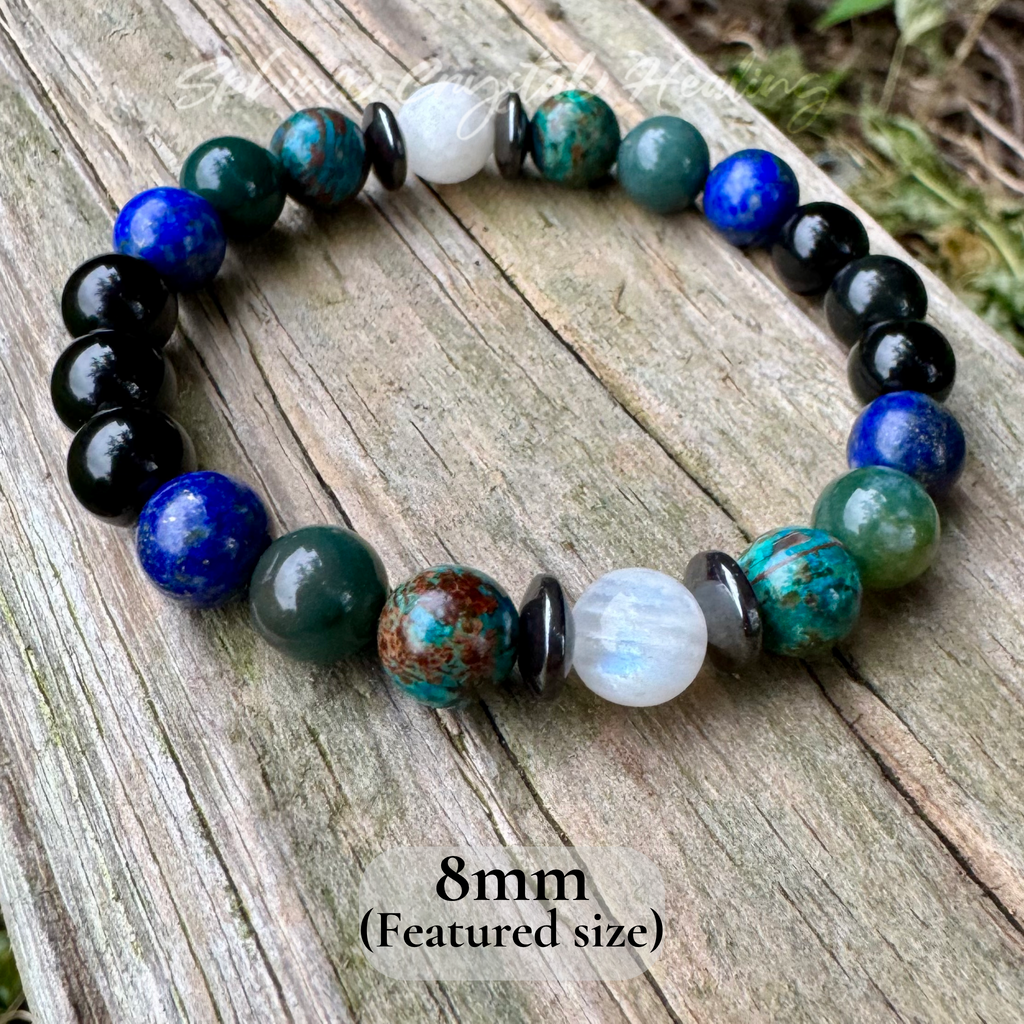 The Humble Virgo • Chrysocolla, Lapis, Moss Agate & Moonstone Zodiac Bracelet