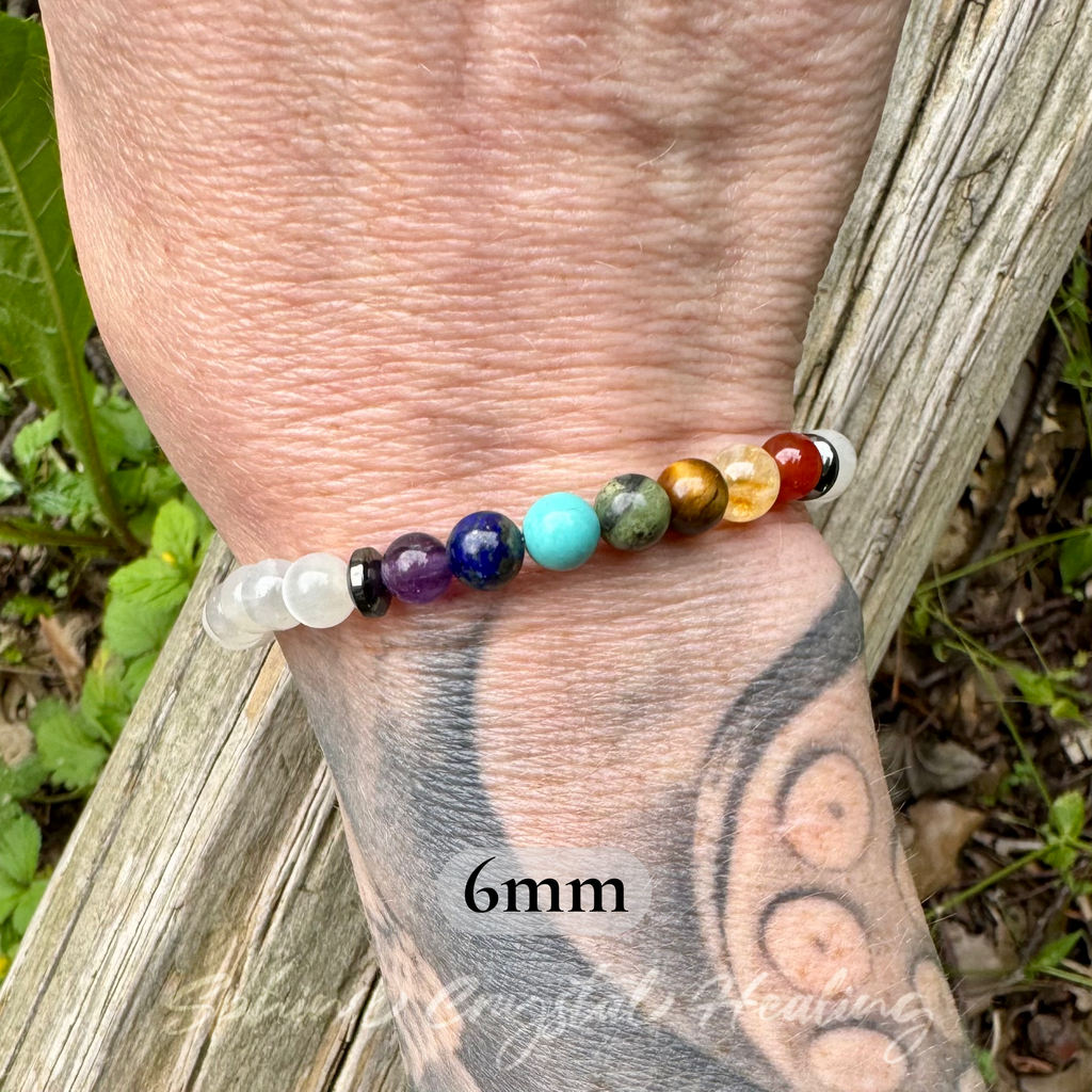 Chakra Alignment • Selenite, Bronzite & Seven Crystal Protection Bracelet