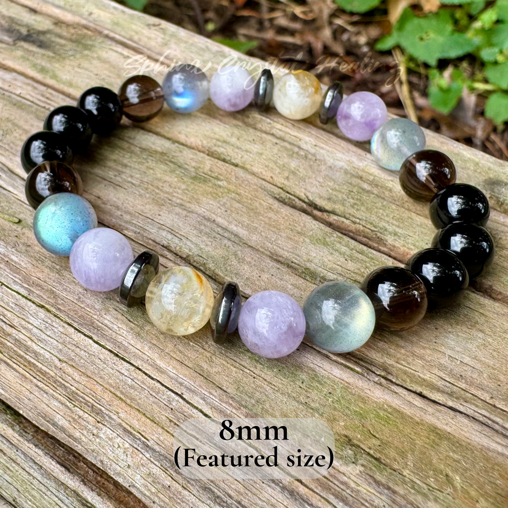 Libra Zodiac Crystal Bracelet • Energy Balance & Harmony • Labradorite, Citrine, Amethyst & Black Tourmaline