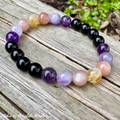 The Intuitive Cancer • Amethyst, Peach Moonstone & Black Tourmaline Zodiac Bracelet